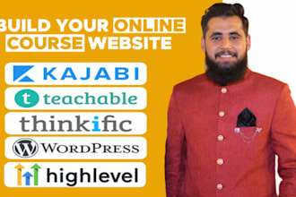 create wordpress course website, kajabi, teachable, thinkific or gohoghlevel