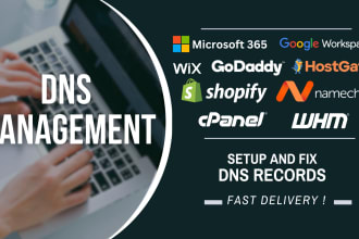 set up or fix dns records, cname, mx, txt, dkim, spf, dmarc, gsuite , m365