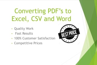 convert pdfs and statements into excel CSV and word