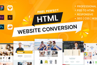 convert PSD to HTML, figma, sketch, PDF to HTML conversion