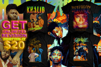 design a vintage 90s bootleg hip hop for your tee