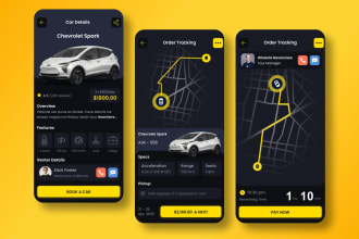 design the uiux of taxi booking, carpooling, gps tracking app