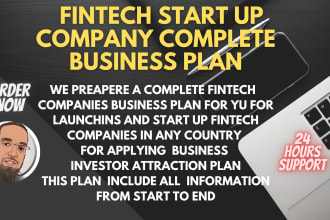 prepare a complete fintech companies start up investor business plan ideas