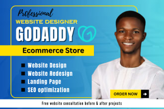 godaddy website design, godaddy ecommerce store and godaddy website redesign