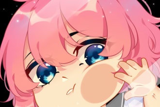 draw cute chibi anime character, profile pic or icon for you