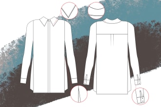 make cad fashion vectors for technical flat and tech pack