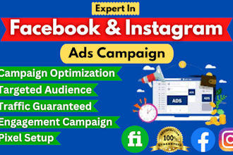 be your facebook ads manager, create fb ads campaign and instagram ads campaign