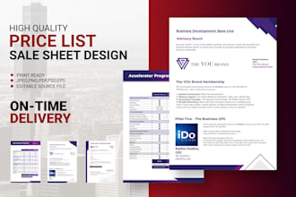 do one pager, sell sheet, price list, invoice, and more graphic design work