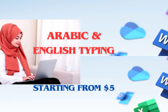 do arabic english typing ,data entry, and presentation