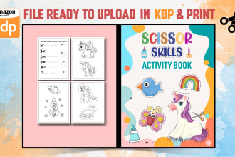 design scissors skill activity coloring book for kdp