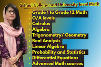 teach math calculus algebra geometry to all grades or levels