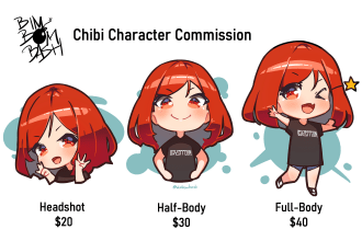 draw cute chibi anime illustration with your character
