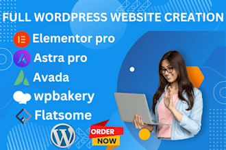 design a wordpress website by elementor pro, astra pro, wpbakery, avada theme
