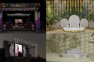 design 3d stage, backdrop for office, zoom meeting and 3d studio