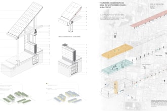 do architectural drawings, concept diagram and axonometric