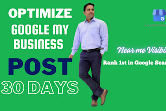 do 30 day optimized gmb posting with geotagged image for local business