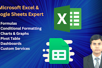 develop microsoft excel and google sheets as per your requirement