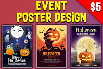 design attractive invitation design and halloween poster for event