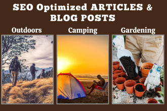 write seo optimized gardening, camping, outdoors blog articles