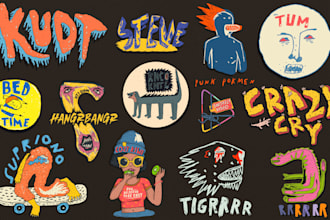 create fun sketchy hand drawn badge logo