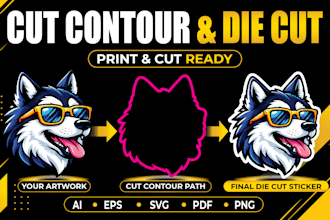 create cut contour, die cut and vinyl cut lines for stickers