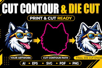 create cut contour, die cut and vinyl cut lines for stickers