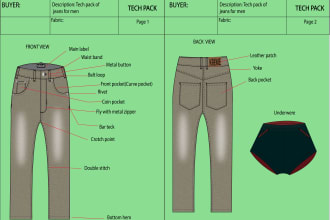 do clothing apparel technical flats sketch tech packs for your brand