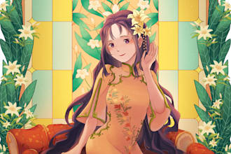 draw ur oc,anime character in tarot card artstyle