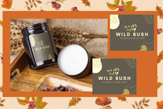 design a candle logo, candle label, and a candle mockup