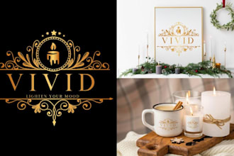 design modern candle wick scent logo with product labels