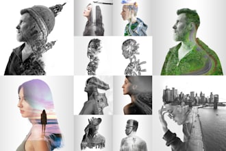 do an aesthetic city, nature double exposure effect and photoshop editing