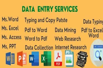 do data entry online, pdf to word, excel, ppt, typing