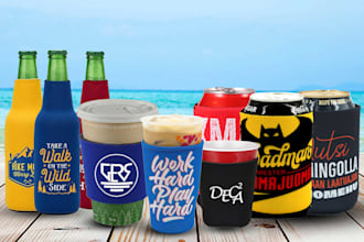 design beer can coolers, zipper bottles, drinkware, koozies