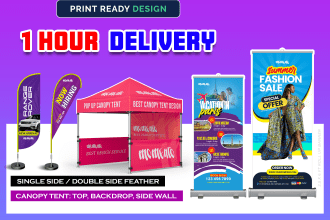 design custom canopy tent, pop up, roll up banner, table cover, trade show event