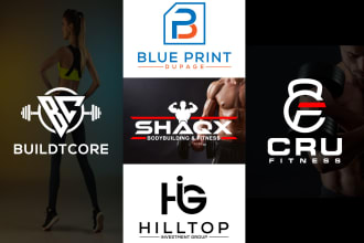 design fitness, gym, sports and minimalist brand logo