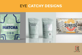 do product labels, cosmetic labels, pouch and box design