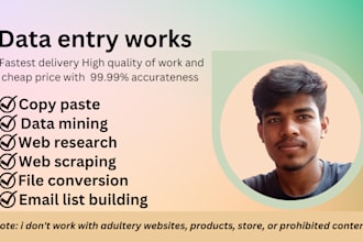 do web scraping product listing and data entry job