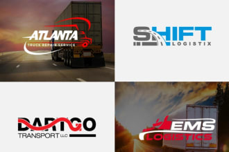 create trucking transport logistics and towing truck logo