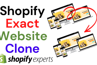 copy or clone, exact shopify store, redesign branded store