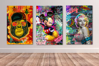 create amazing ikonick canvas wall art design with mockup