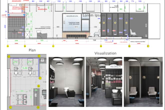 create technical drawing for interior design or furniture