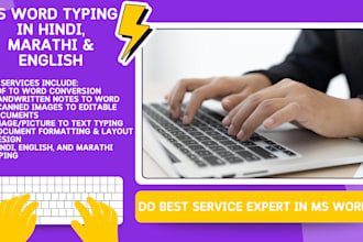do hindi, marathi and english typing service fast in ms word