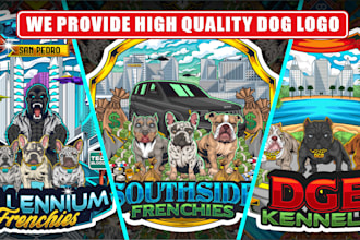 make cool logo for frenchie, bully, puppy, dog kennel or club