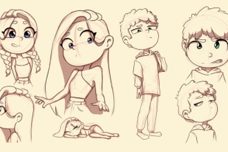 make a character sheet or illustration in a cartoon style
