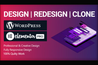 design, redesign or clone wordpress website by elementor pro