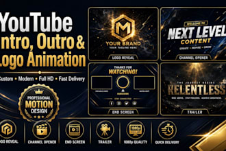 create a professional youtube intro, outro, trailer or logo animation