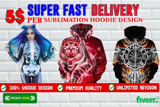 do all over print sublimation hoodie t shirt design for you