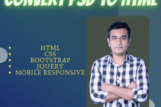 convert psd design to static responsive html web site