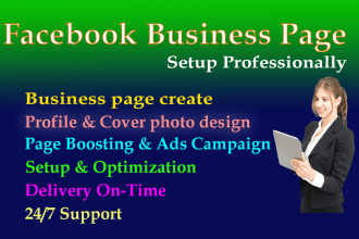 do facebook business page setup,fan page,boost and promotion,banner,cover design