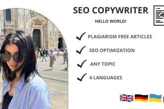 write SEO optimized plagiarism free articles on any topic
